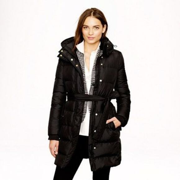 J. Crew Long 'Wintress Puffer' Jacket in Black Size Medium Petite - Picture 2 of 13